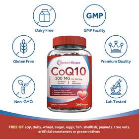 Doctor's Recipes CoQ10 200mg avec étiquette des ingrédients