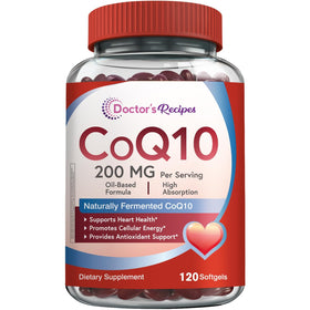 Doctor's Recipes CoQ10 200mg gélules à l'huile d'olive, vue de face