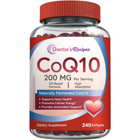 Doctor's Recipes CoQ10 200mg gélules avec huile d'olive, vue de face