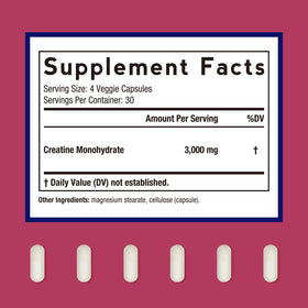 Doctor's Recipes créatine monohydrate 3000 mg capsules, vue arrière
