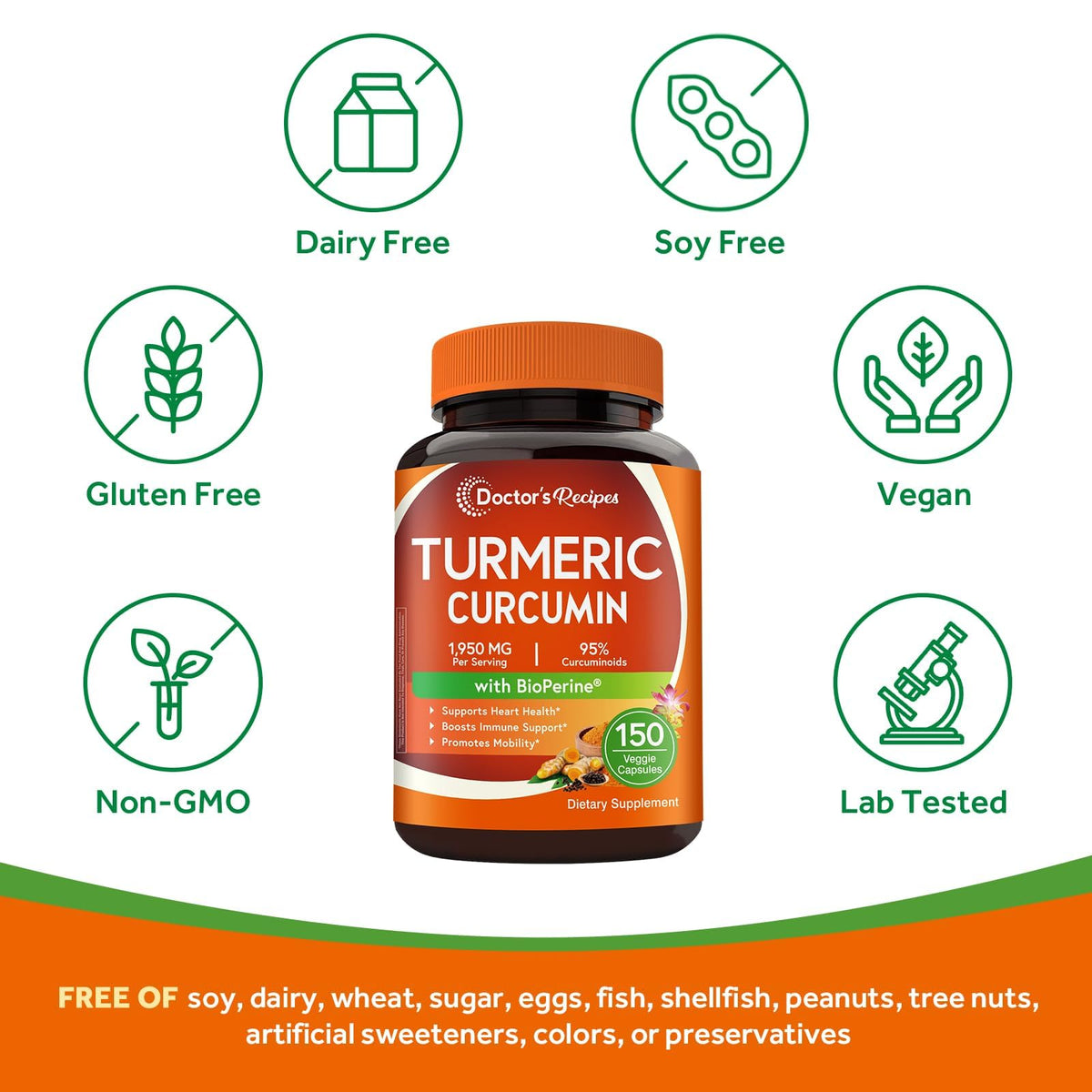 Doctor's Recipes Curcuma Curcumin 1950 mg bottle side view