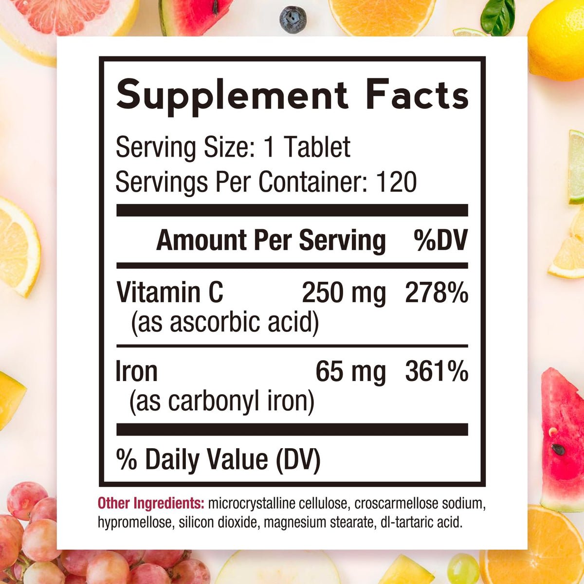 Doctor's Recipes Fer 65 mg avec Vitamine C - emballage