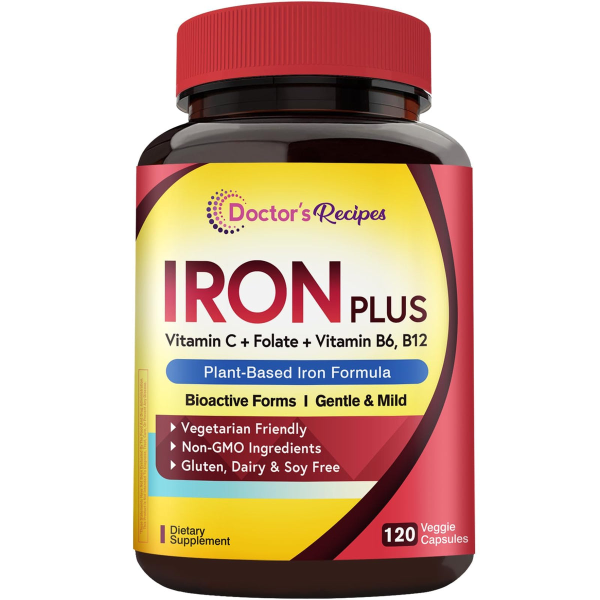 Doctor's Recipes Fer Bisglycinate 120 capsules vue de face