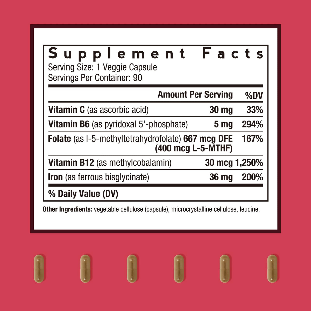 Doctor's Recipes Fer Bisglycinate capsules avec étiquette