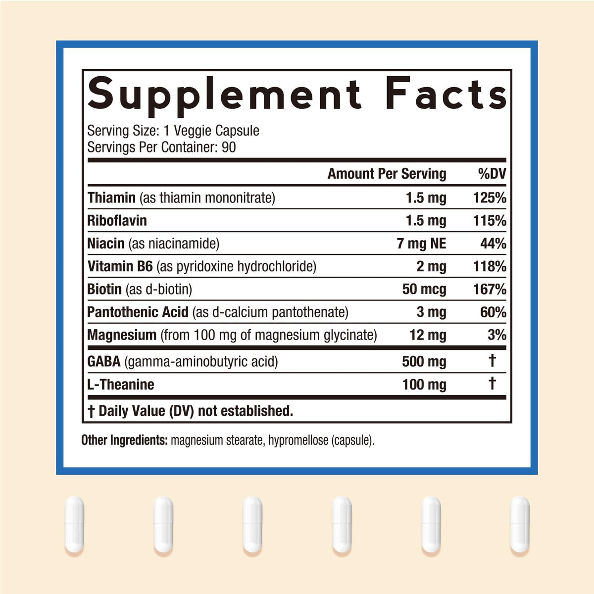 Doctor's Recipes GABA capsules avec étiquette détaillée