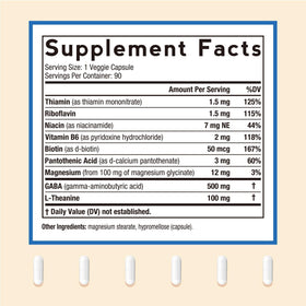 Doctor's Recipes GABA capsules avec étiquette détaillée