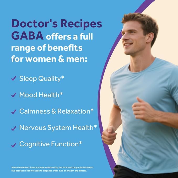 Doctor's Recipes GABA capsules sur fond blanc