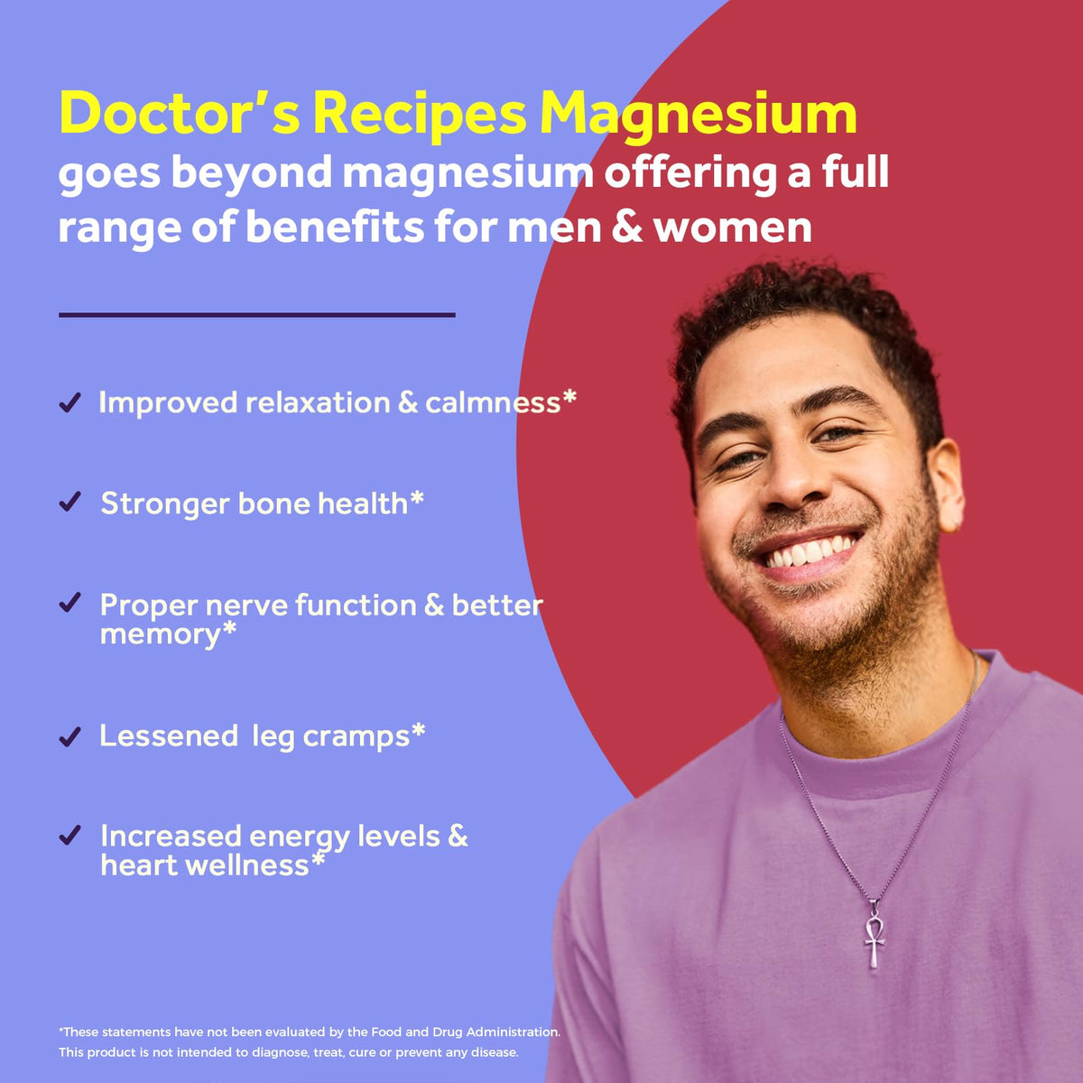Doctor's Recipes Magnésium Glycinate, capsules végétales sur fond blanc