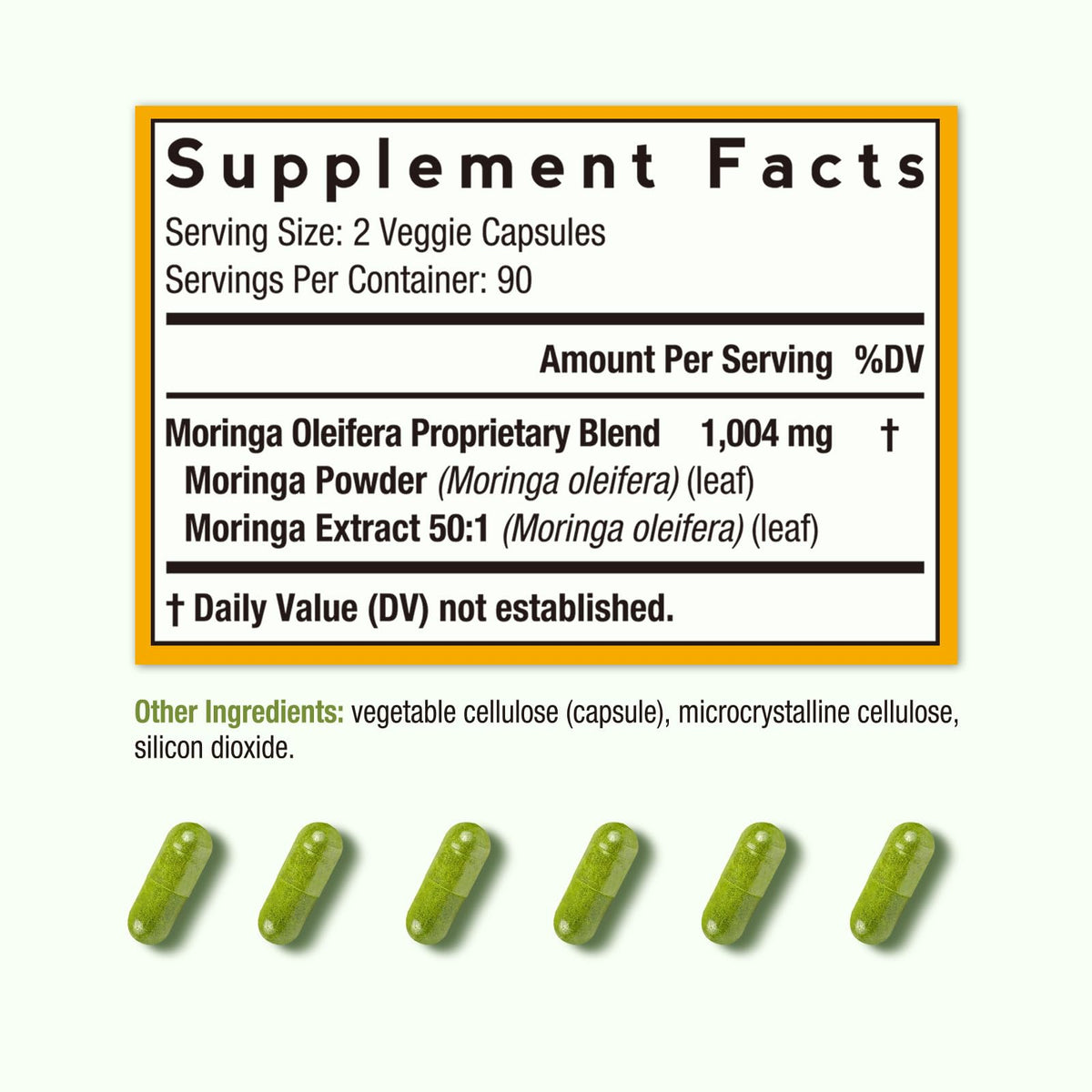 Doctor's Recipes Moringa 180 caps vegan étiquette de près