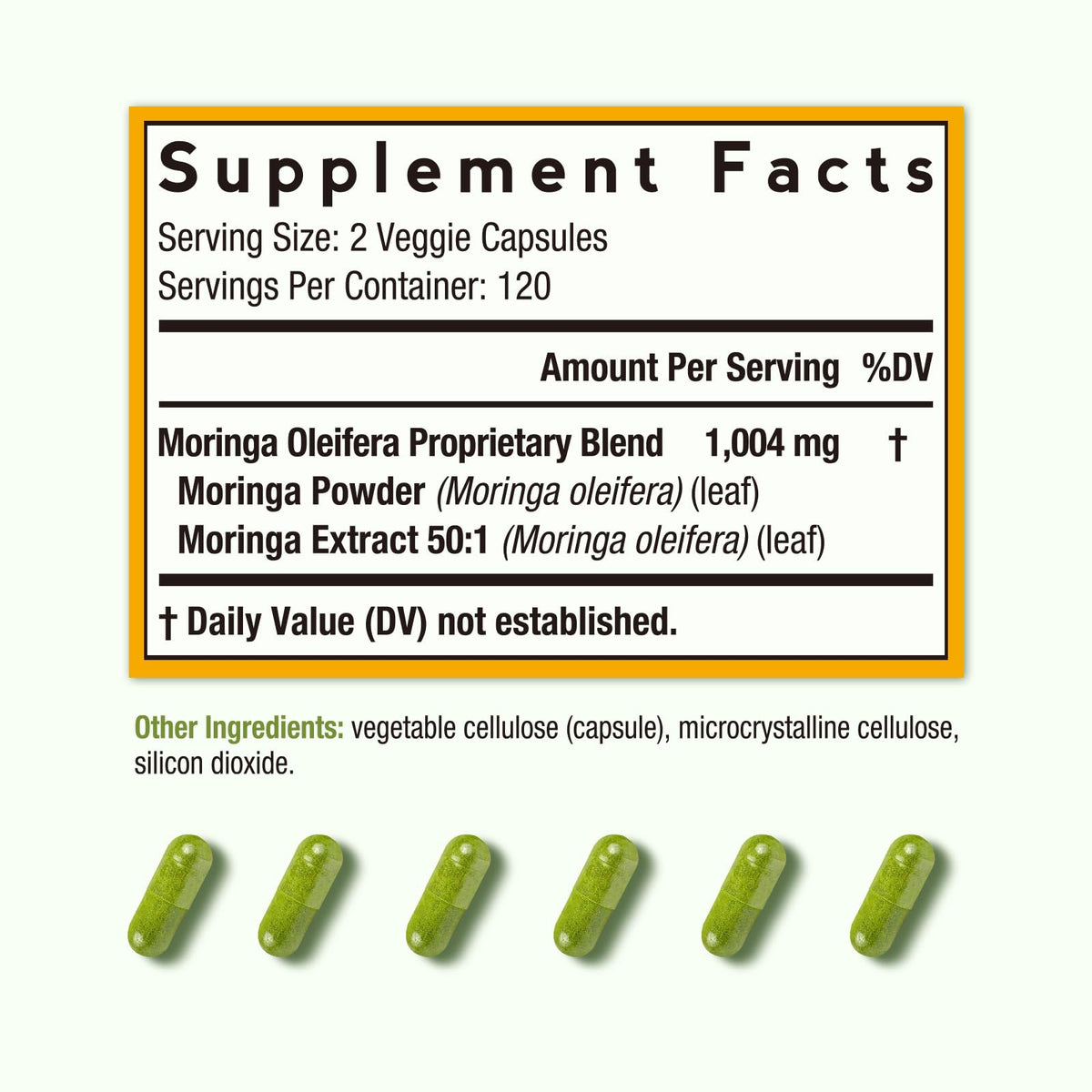 Doctor's Recipes Moringa capsules végétales, vue de côté