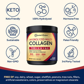 Doctor's Recipes Poudre de Collagène Multi Peptides 558g emballage