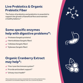 Doctor's Recipes Probiotiques Femmes avec canneberges en arrière-plan