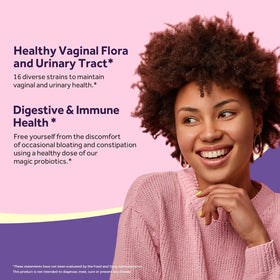 Doctor's Recipes Probiotiques Femmes, capsules sur une surface blanche