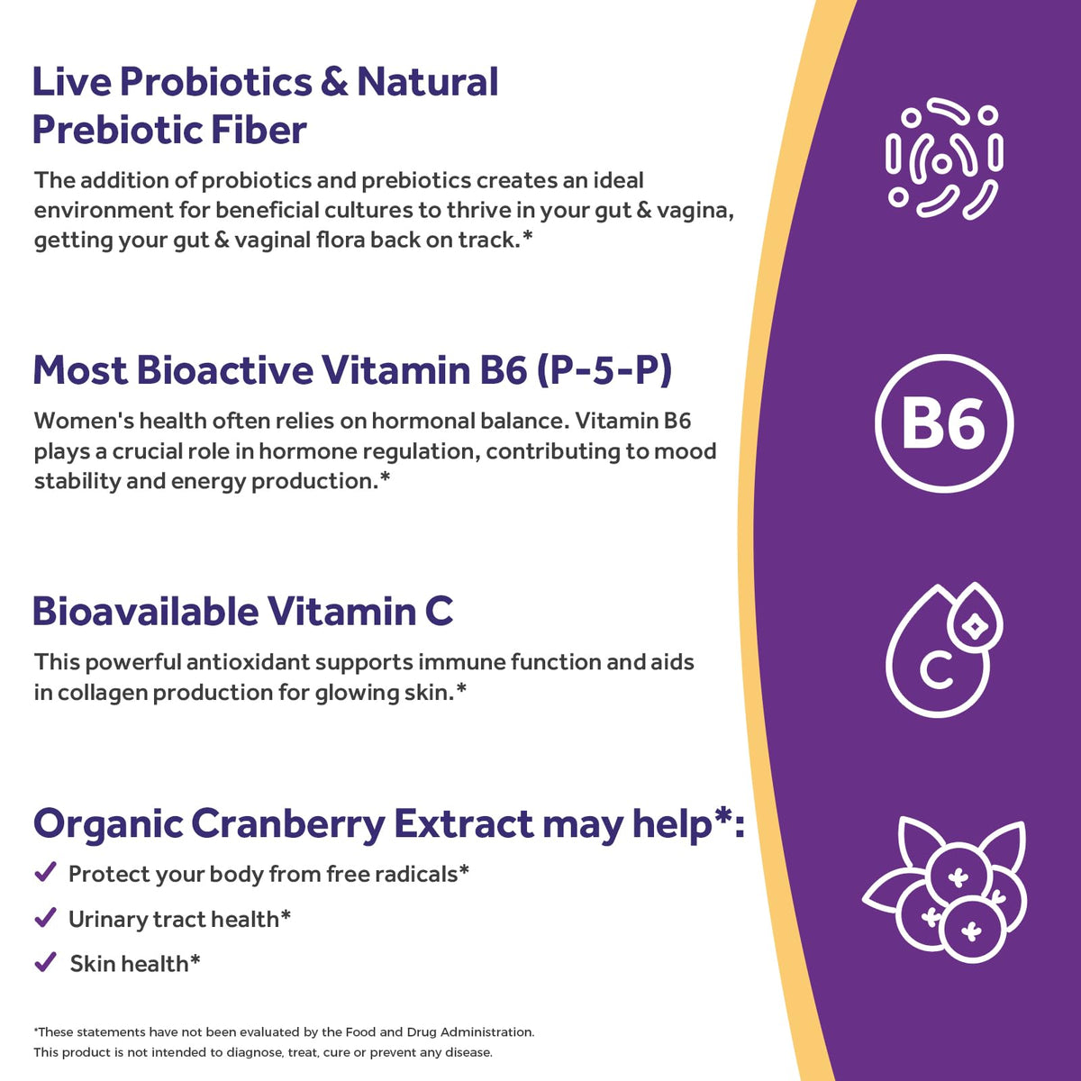 Doctor's Recipes Probiotiques pour Femmes 30 Caps avec canneberge
