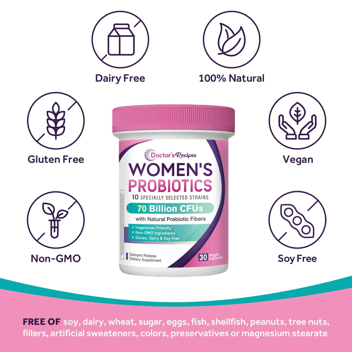 Doctor's Recipes Probiotiques pour Femmes avec racine de topinambour