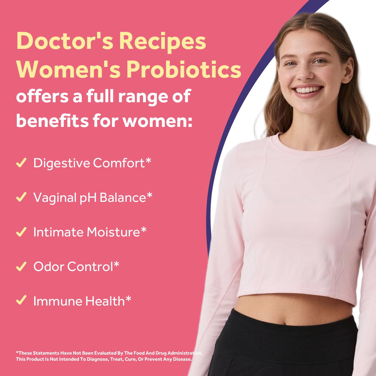Doctor's Recipes Probiotiques pour Femmes capsules sur fond blanc