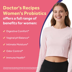 Doctor's Recipes Probiotiques pour Femmes capsules sur fond blanc