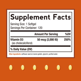 Doctor's Recipes Vitamine D3 2000 UI gélules molles arrière