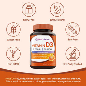 Doctor's Recipes Vitamine D3 2000 UI gélules molles sur une table