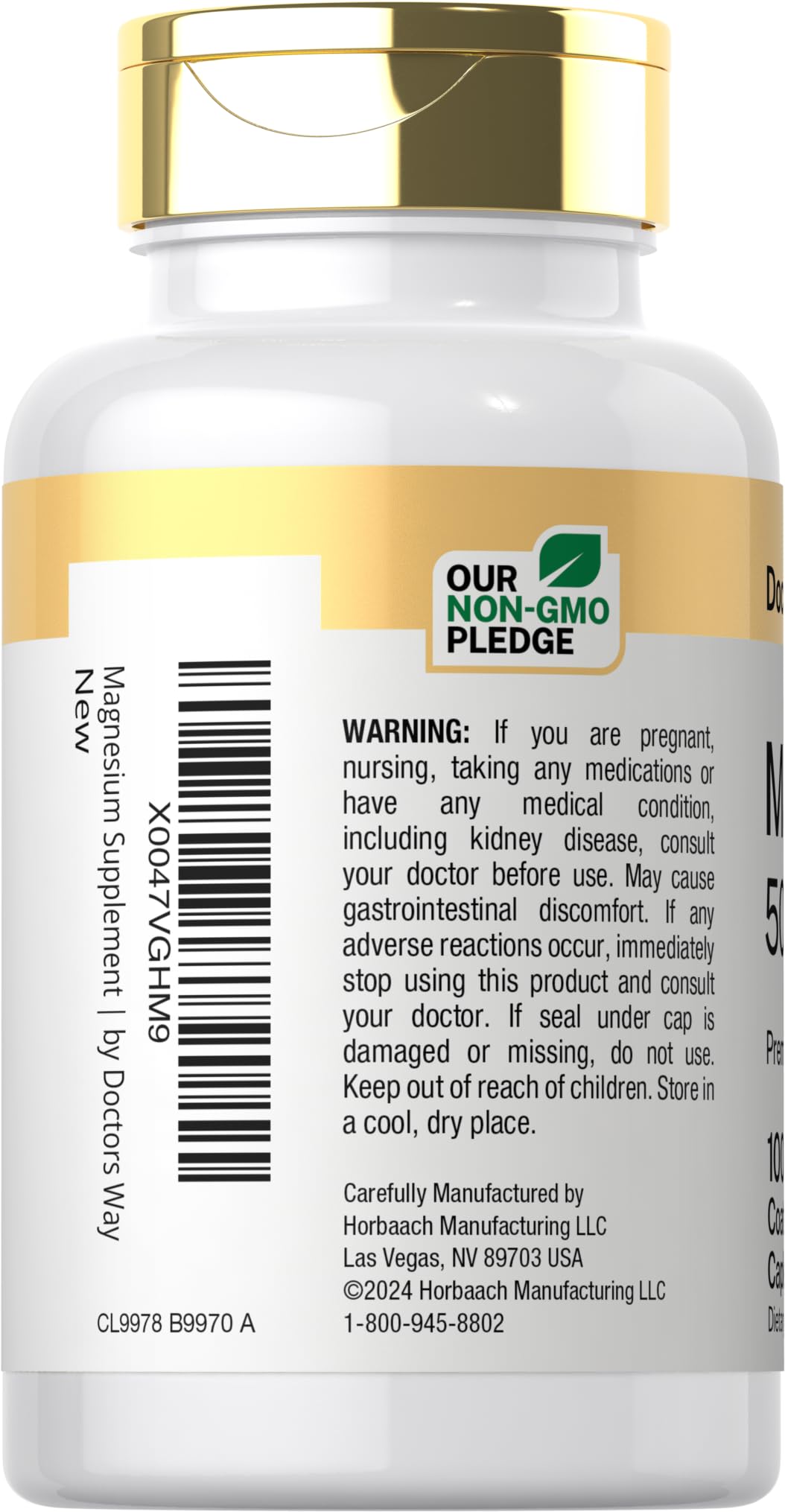 Doctor's Way Complément Alimentaire Magnésium 500mg comprimés enrobés à côté de leur emballage