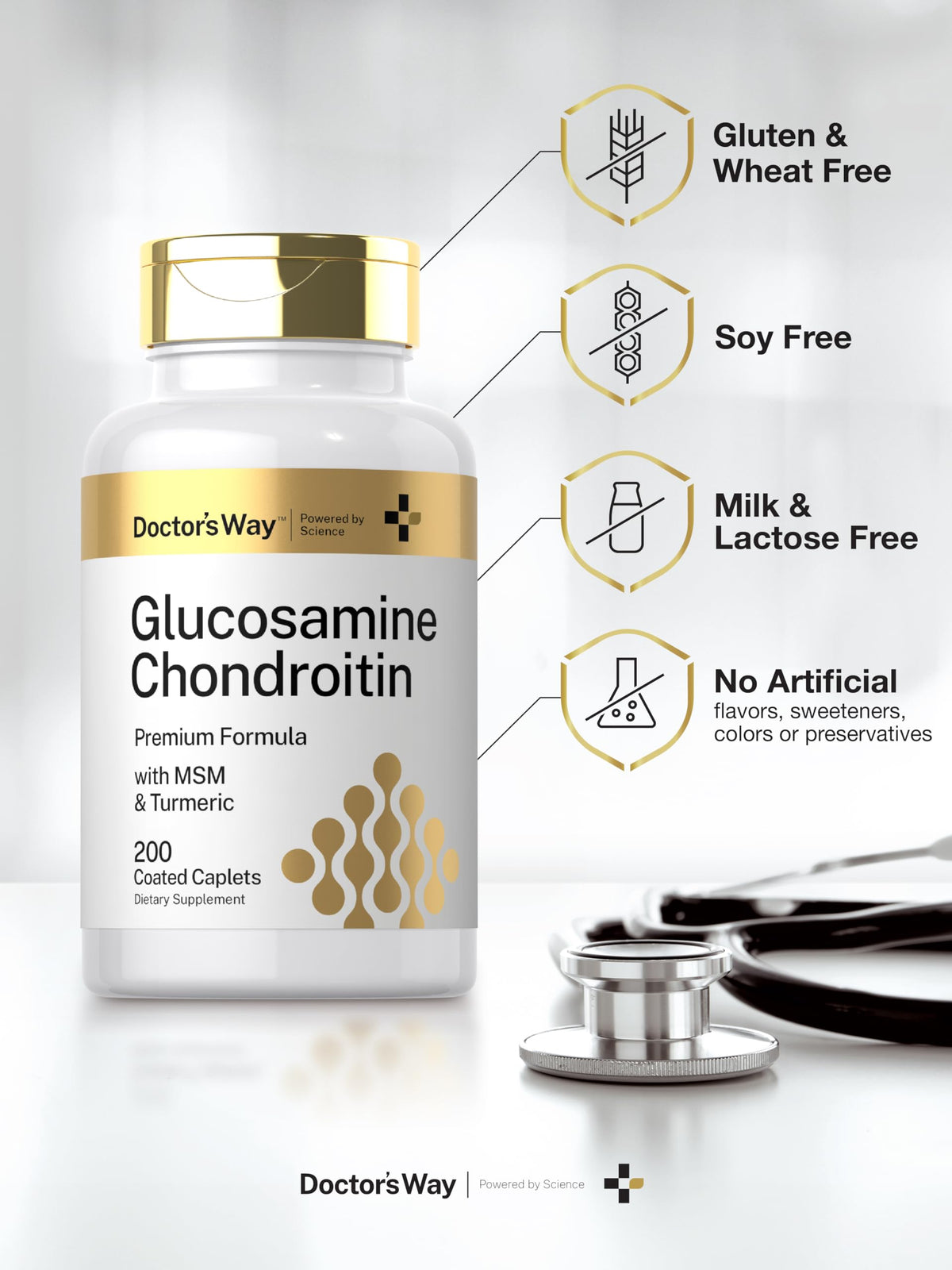 Doctor's Way Glucosamine Chondroitin MSM comprimés en main