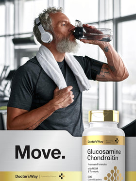 Doctor's Way Glucosamine Chondroitin MSM comprimés sur une table