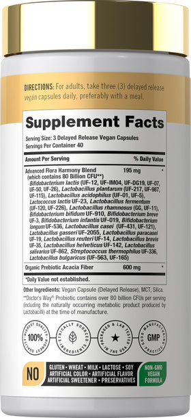Doctor's Way Probiotique 120 Capsules avec étiquette détaillée