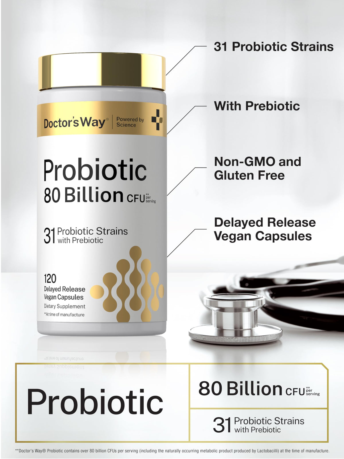 Doctor's Way Probiotique 80 Milliards CFU flacon ouvert