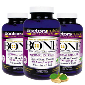 Doctors Nutra Calcium 1000mg MCHC 4000mg ouvert avec gélules sur une table