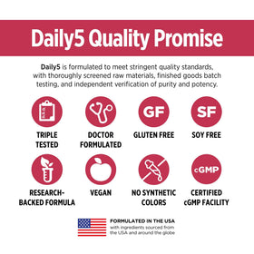DOCTORS' PREFERRED Daily5 multivitamines 90 capsules végétales sur plan de travail