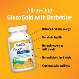 DOCTORS' PREFERRED GlucoGold 1500 mg, étiquette arrière montrant les ingrédients