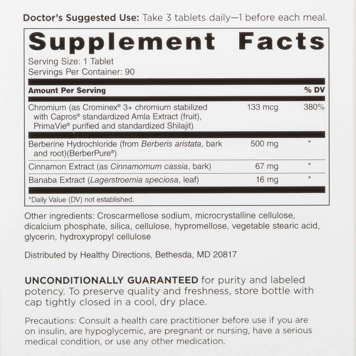 DOCTORS' PREFERRED GlucoGold 1500 mg, présentation sur fond blanc