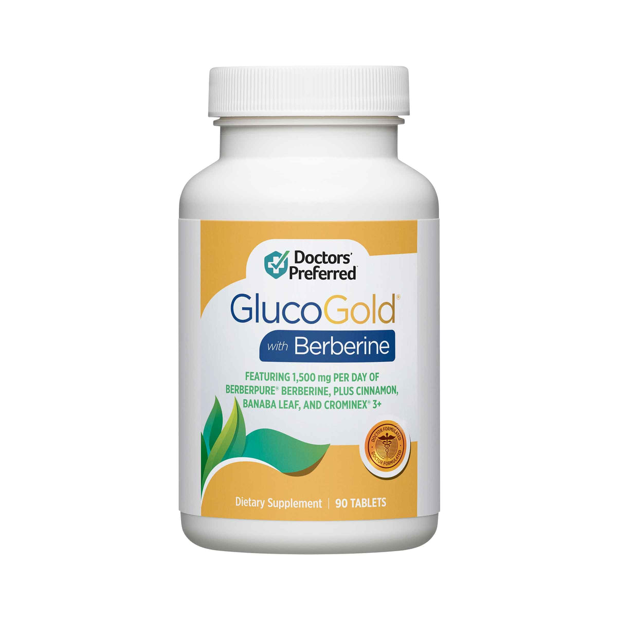 DOCTORS' PREFERRED GlucoGold 90 comprimés vue de face
