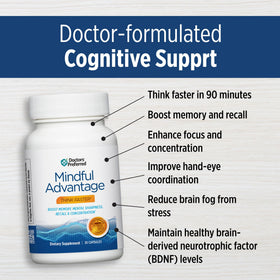 DOCTORS' PREFERRED Mindful Advantage étiquette avec ingrédients et dosage