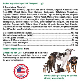 Dogzymes Phyto Flex informations nutritionnelles sur l'emballage