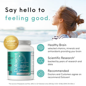 Dolovent capsules avec étiquette visible et dosage recommandé