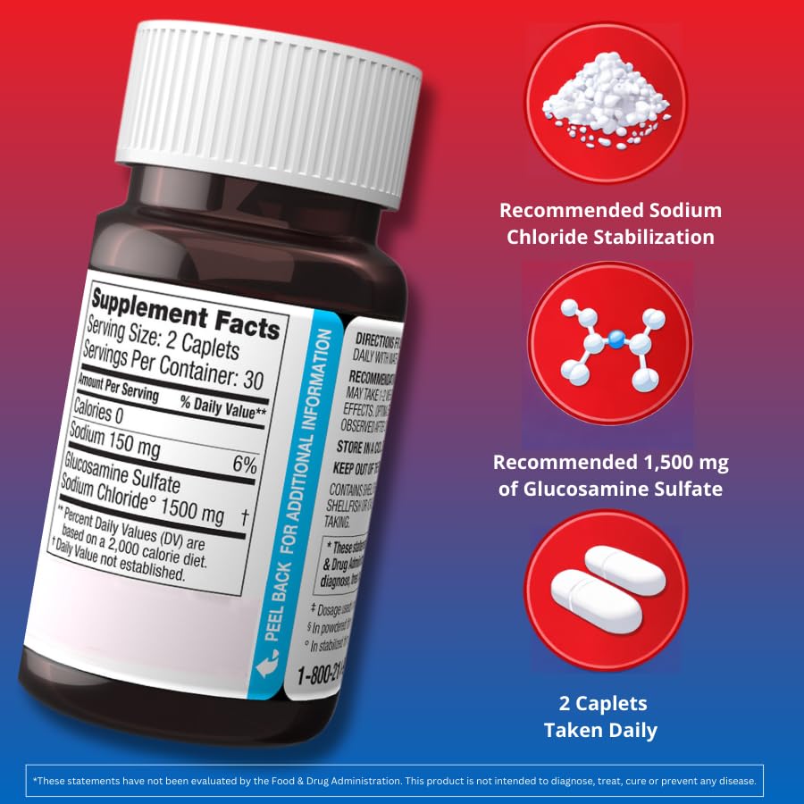 Dona Glucosamine Sulfate 1500 mg flacon ouvert avec comprimés