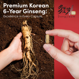 Dongjieum Ginseng Rouge Coréen 120 Capsules Végétaliennes en gros plan