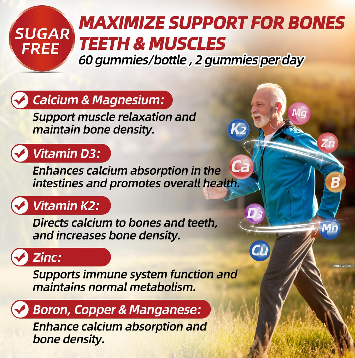 DONYU Calcium Citrate Gummies 1200mg ingrédients listés