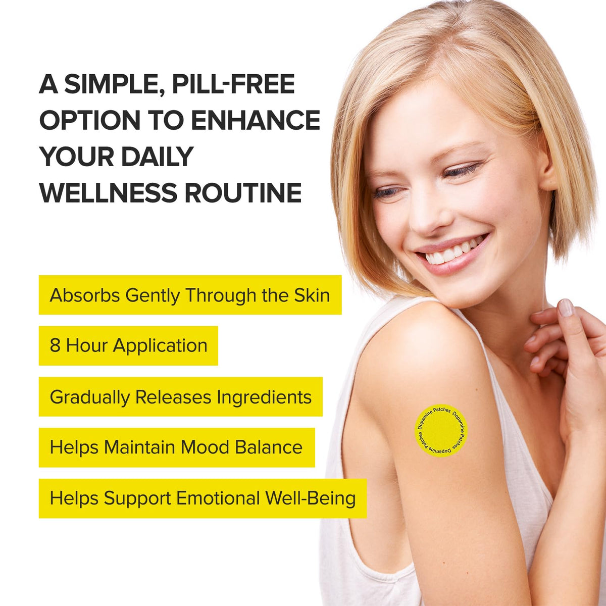 Dopamine Patches Extra Strength patch appliqué sur la peau