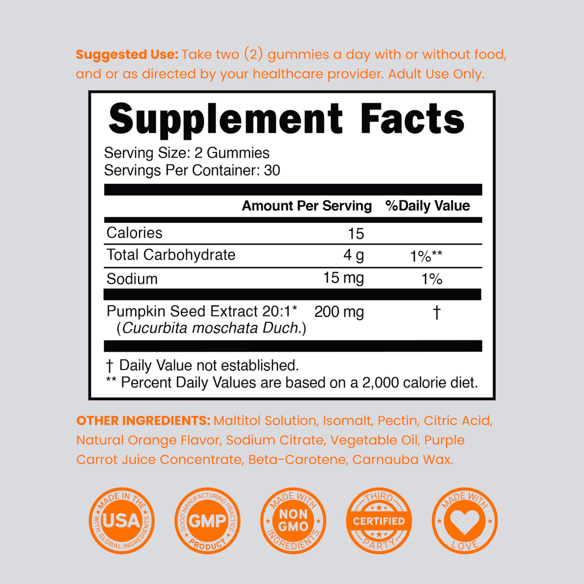 DORADO NUTRITION Gummies Huile de Graines de Citrouille 4000mg, vue de côté