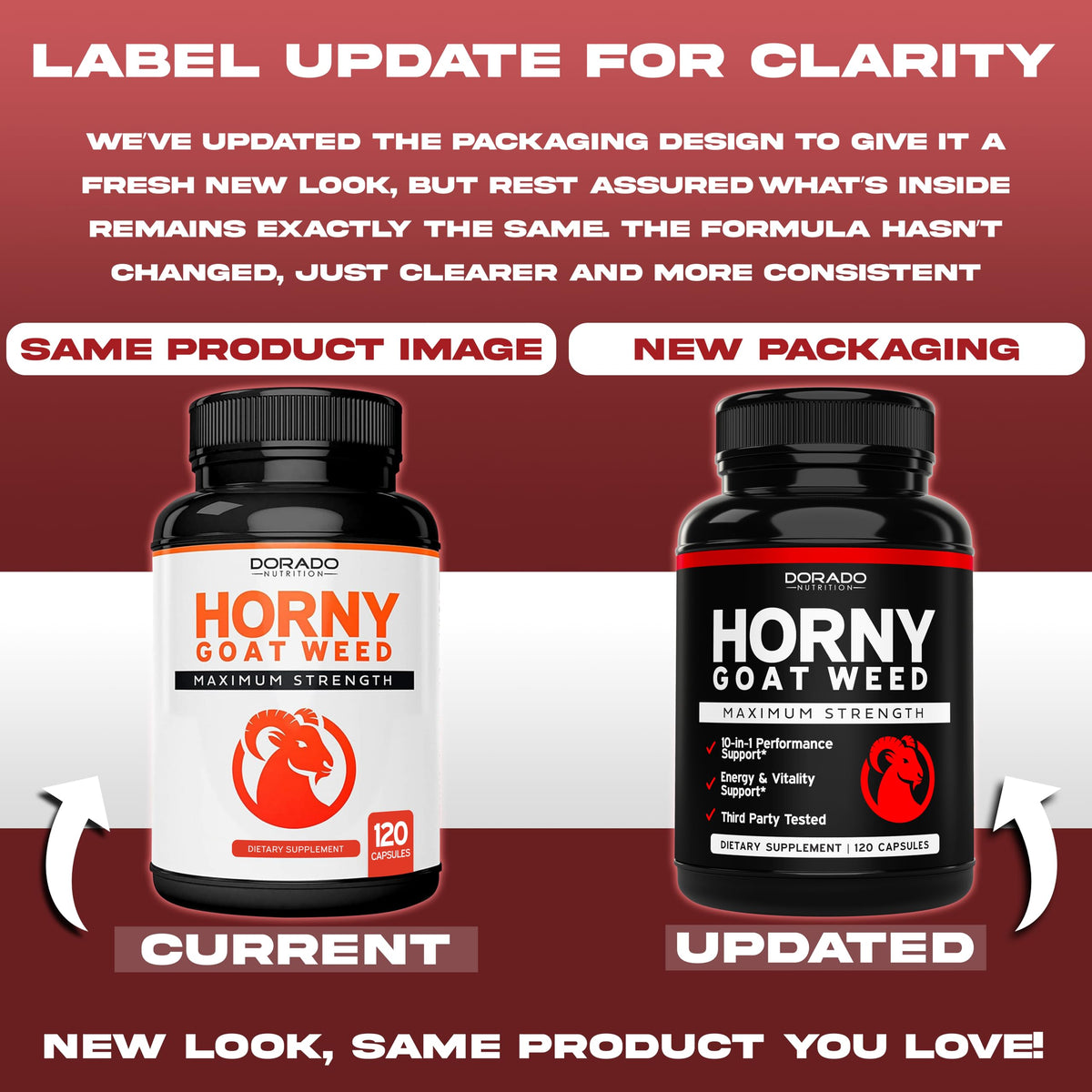 Dorado Nutrition Horny Goat Weed 1590mg - capsules à l'intérieur du flacon