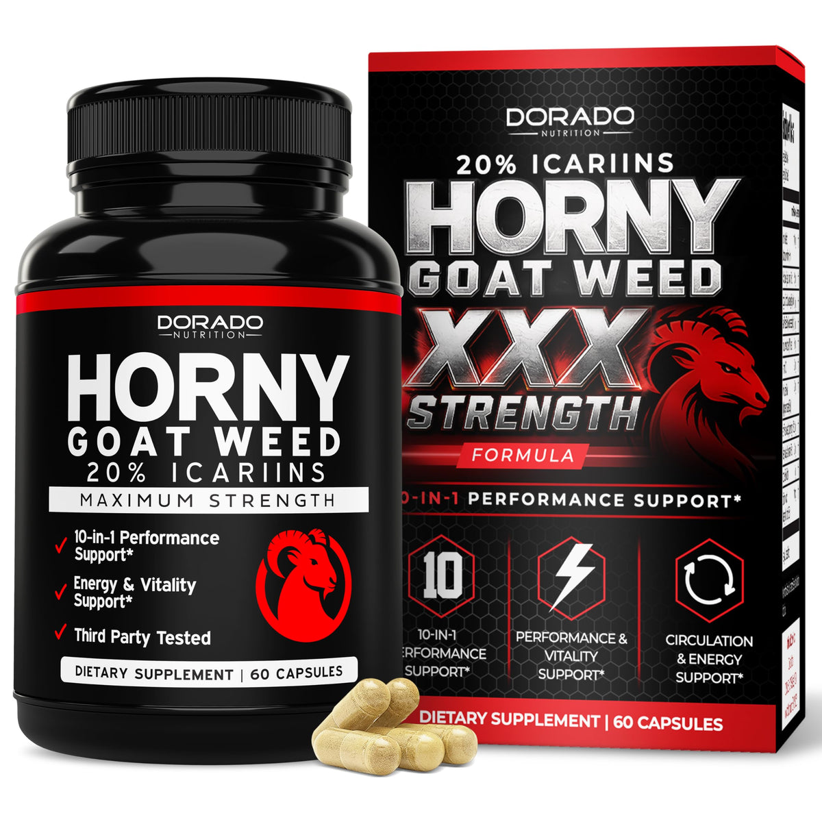 Dorado Nutrition Horny Goat Weed 20% Icariins 60 capsules vue de face