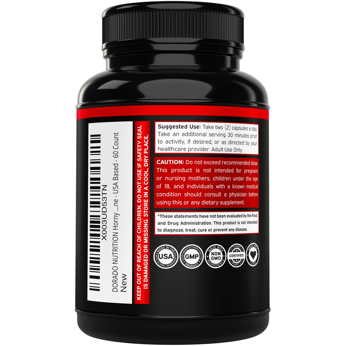 Dorado Nutrition Horny Goat Weed capsules sur une table