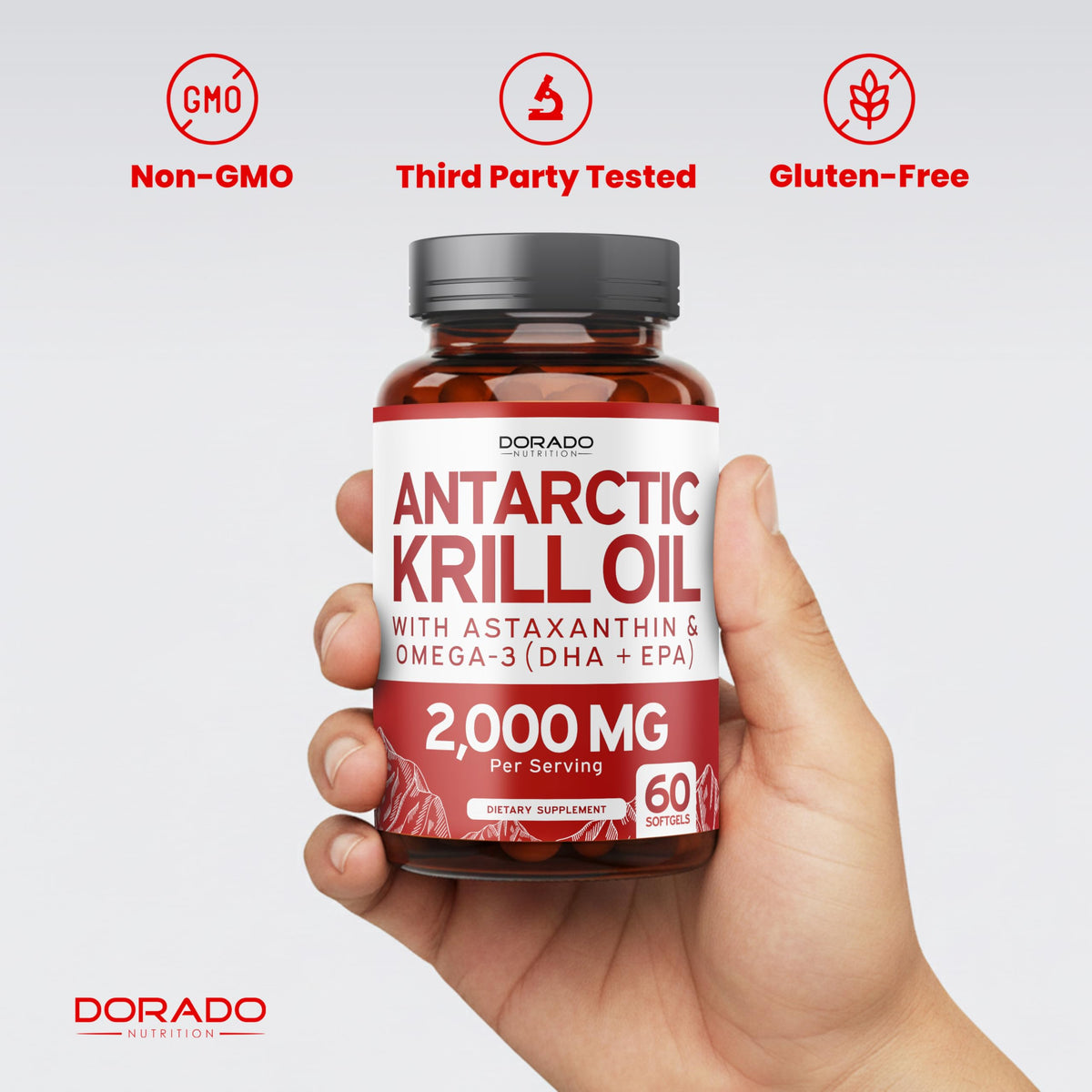 DORADO NUTRITION Huile de Krill Antartique 2000mg gélules avec étiquette