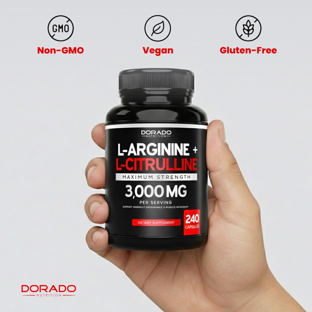 DORADO NUTRITION L-Arginine L-Citrulline 3000mg capsules en situation
