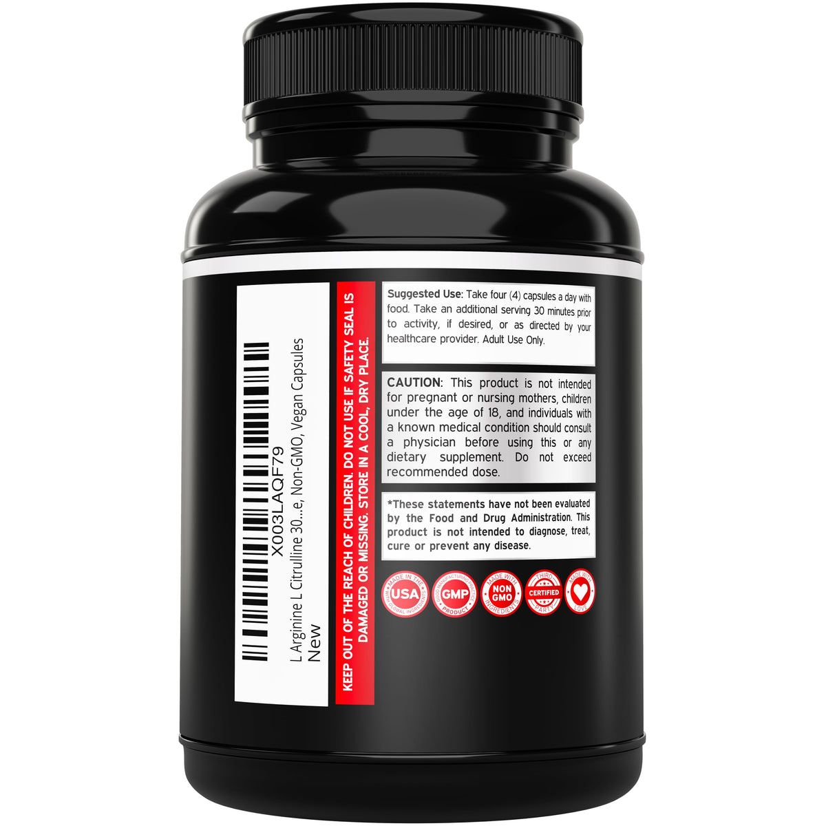 DORADO NUTRITION L-Arginine L-Citrulline 3000mg capsules sur fond blanc