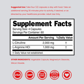 DORADO NUTRITION L-Arginine L-Citrulline 3000mg flacon avec capsules