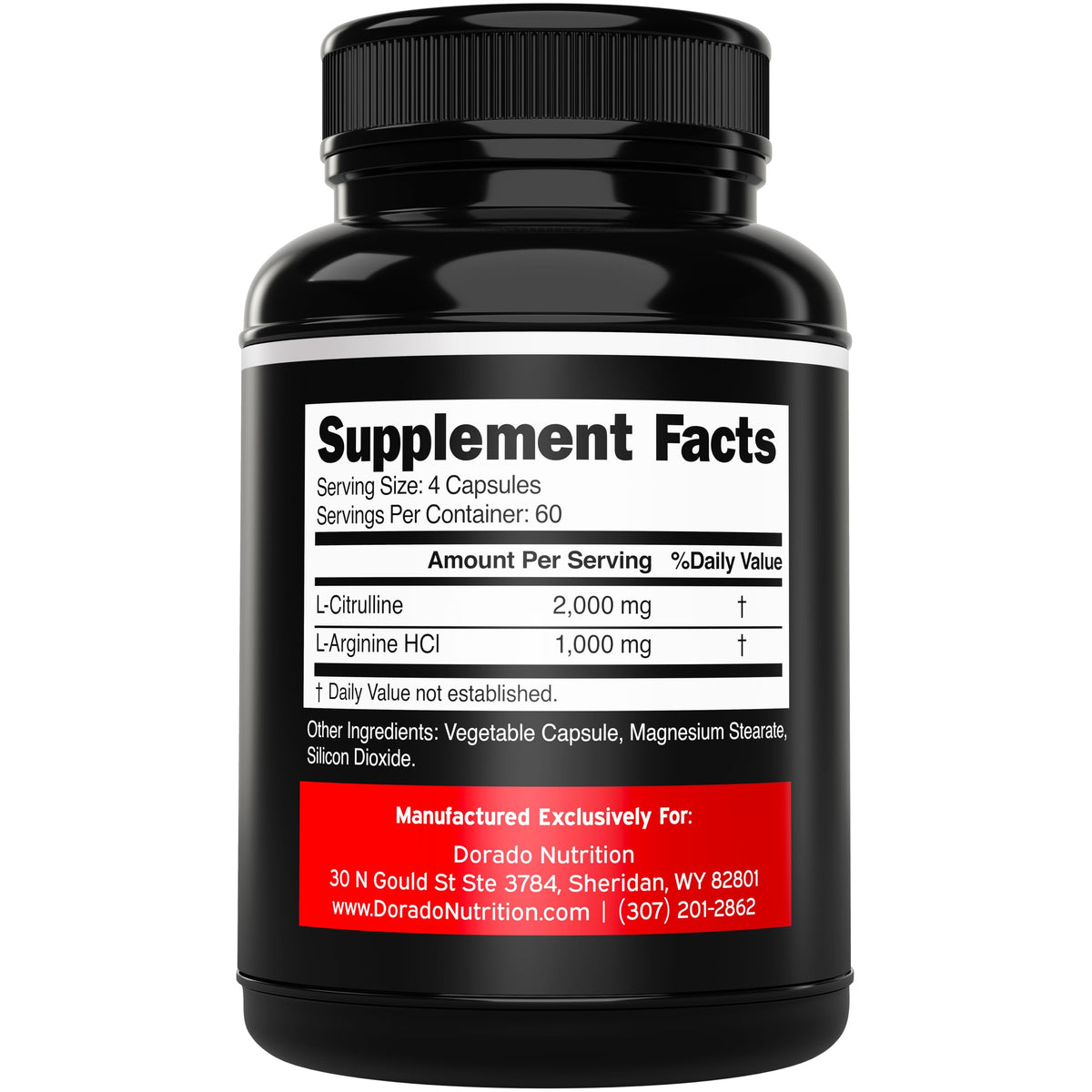 DORADO NUTRITION L-Arginine L-Citrulline 3000mg flacon avec étiquette