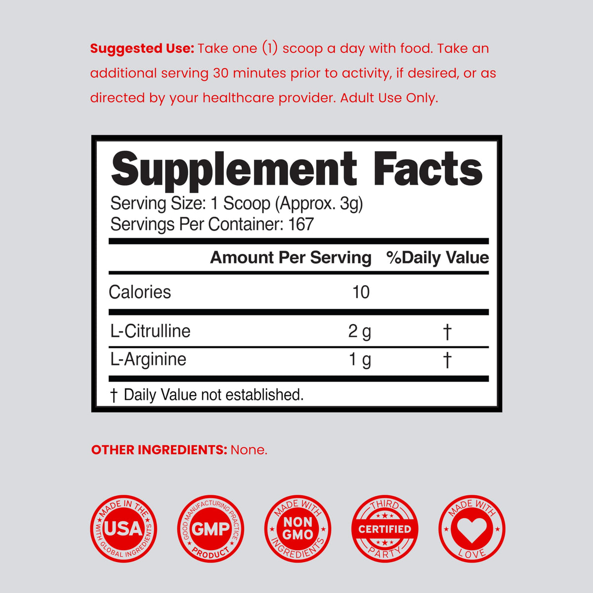 DORADO NUTRITION L-Arginine L-Citrulline 3g vue de côté